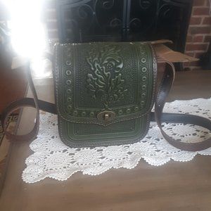 Custom made leather shoulder bag